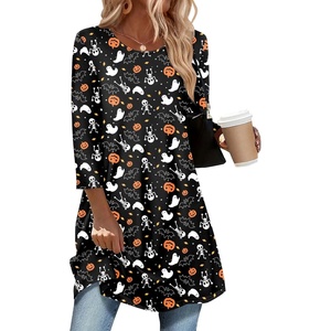 Zeagoo Women Tops 3/4 Sleeve Dressy Casual Plus Size Tunics Loose Blouses(Black Ghost)