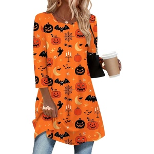 Zeagoo Women Tops 3/4 Sleeve Dressy Casual Plus Size Tunics Loose Blouses(Orange Cucurbit-ws85)