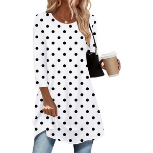 Zeagoo Women Tops 3/4 Sleeve Dressy Casual Plus Size Tunics Loose Blouses(Polka Dots-jh592)