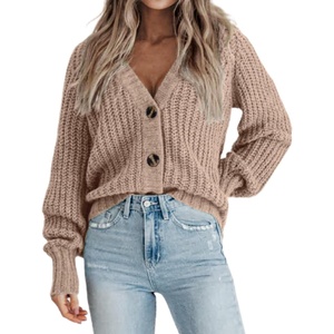 Zeagoo Women’s 2026 Fall Chunky Knit Cardigans Long Sleeve Sweaters(B_khaki)