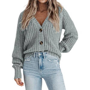 Zeagoo Women’s 2026 Fall Chunky Knit Cardigans Long Sleeve Sweaters(Light Green)