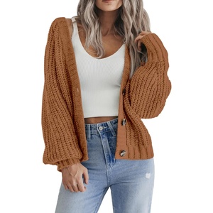 Zeagoo Women’s 2026 Fall Chunky Knit Cardigans Long Sleeve Sweaters(Light Orange)
