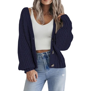 Zeagoo Women’s 2026 Fall Chunky Knit Cardigans Long Sleeve Sweaters(Navy Blue)
