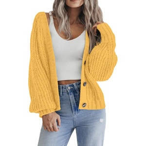 Zeagoo Women’s 2026 Fall Chunky Knit Cardigans Long Sleeve Sweaters(Yellow)
