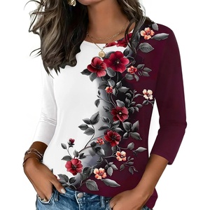 Zeagoo Women’s Casual 3/4 Sleeve T-Shirts Round Neck Tunic Tops Work Blouse(Bf183)
