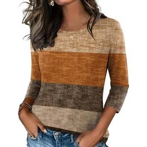 Zeagoo Women’s Casual 3/4 Sleeve T-Shirts Round Neck Tunic Tops Work Blouse(Khaki-jh398)