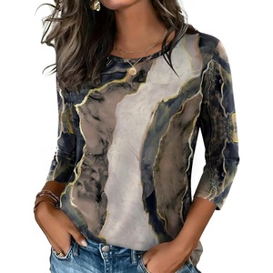 Zeagoo Women’s Casual 3/4 Sleeve T-Shirts Round Neck Tunic Tops Work Blouse(Multicolor-cx278)
