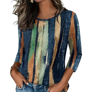 Zeagoo Women’s Casual 3/4 Sleeve T-Shirts Round Neck Tunic Tops Work Blouse(Multicolor-cx289)
