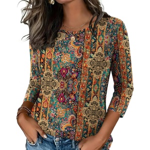 Zeagoo Women’s Casual 3/4 Sleeve T-Shirts Round Neck Tunic Tops Work Blouse(Mz721)