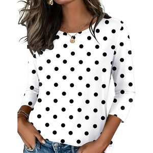 Zeagoo Women’s Casual 3/4 Sleeve T-Shirts Round Neck Tunic Tops Work Blouse(Polka Dots-jh592)