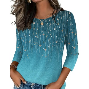 Zeagoo Women’s Casual 3/4 Sleeve T-Shirts Round Neck Tunic Tops Work Blouse(Xh363)