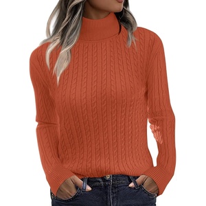 Zeagoo Womens Sweaters Turtleneck Cable Knit Long Sleeve Pullover Fall Tops(Caramel)