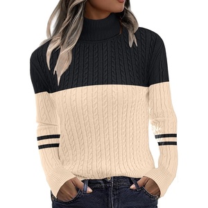 Zeagoo Womens Sweaters Turtleneck Cable Knit Long Sleeve Pullover Fall Tops(Z Black)