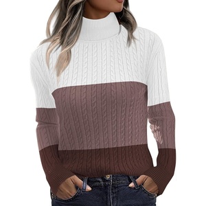 Zeagoo Womens Sweaters Turtleneck Cable Knit Long Sleeve Pullover Fall Tops(Z Brown)