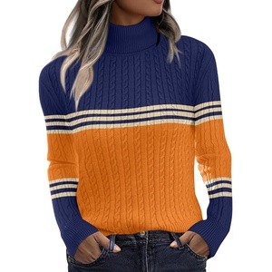 Zeagoo Womens Sweaters Turtleneck Cable Knit Long Sleeve Pullover Fall Tops(Z Orange)