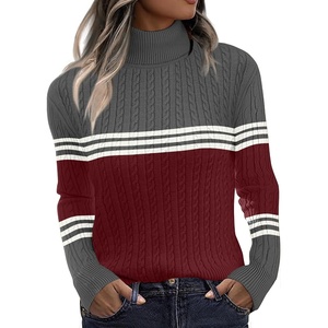 Zeagoo Womens Sweaters Turtleneck Cable Knit Long Sleeve Pullover Fall Tops(Z Wine Red)