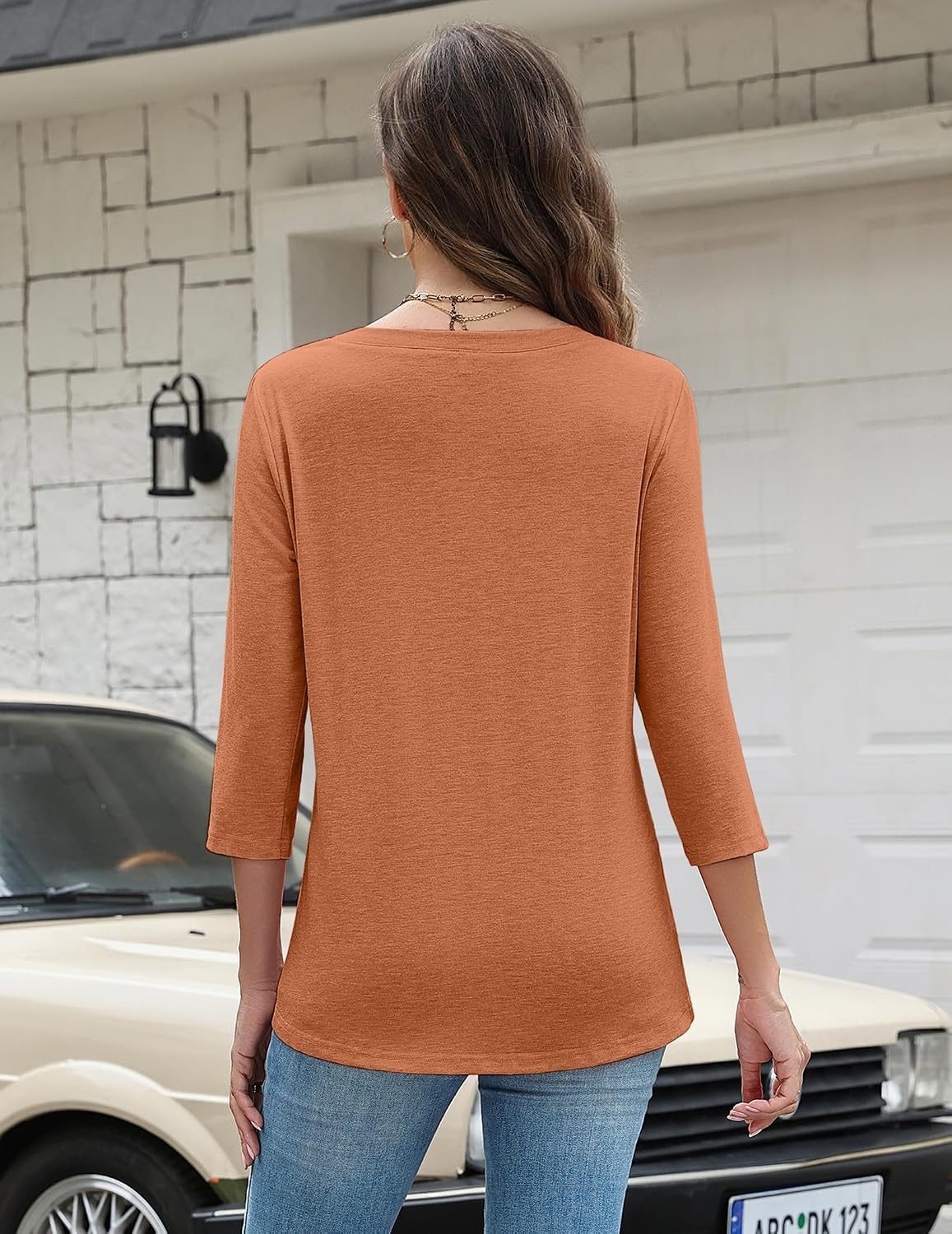 image:imageZeagoo 34 Length Sleeve Women Tops Dressy Casual Blouses Work ClothesLight Brown