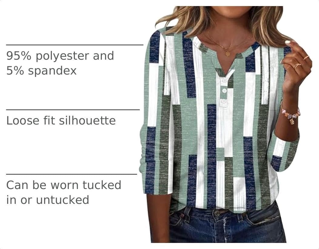 image:imageZeagoo Long Sleeve Shirts for Women Casual V Neck Fall Tops Summer BlousesGeometric 530