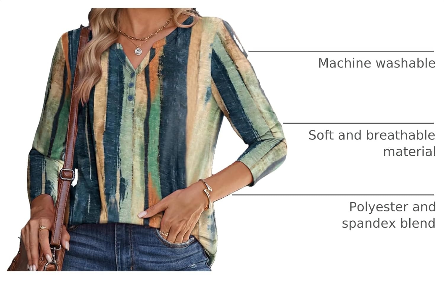 image:imageZeagoo Long Sleeve Shirts for Women Casual V Neck Fall Tops Summer BlousesMulticolor 289