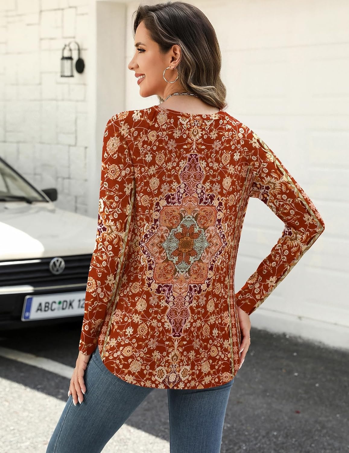 image:imageZeagoo Long Sleeve Shirts for Women Crew Neck Casual Fall Fashion Blouses Basic Tunic Tops Dressy Work ClothesMulticolormz811