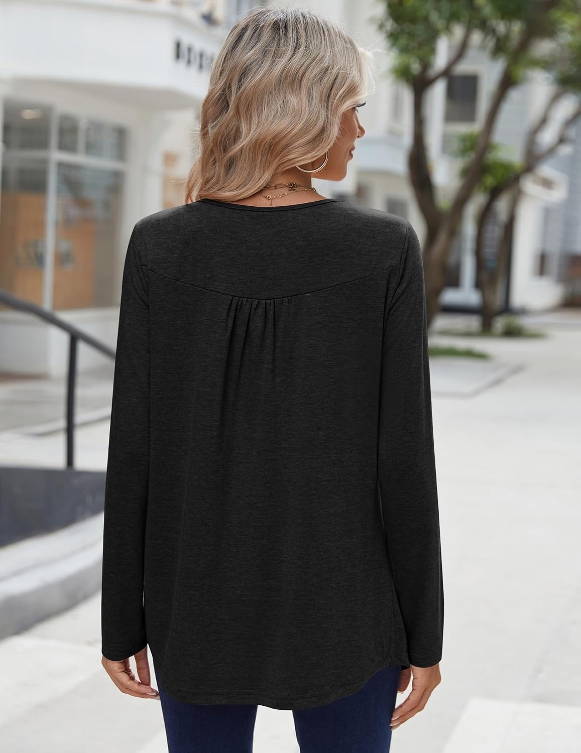 image:imageZeagoo Long Sleeve Shirts for Women Dressy Casual Blouses Loose Tunic TopsBlack