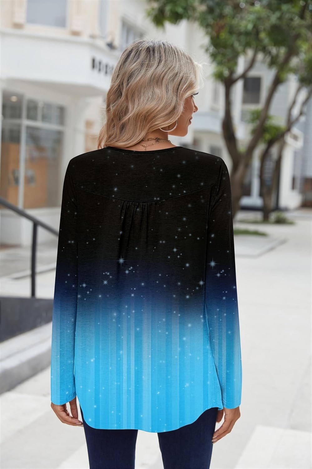 image:imageZeagoo Long Sleeve Shirts for Women Dressy Casual Blouses Loose Tunic TopsBlack Bluejb207