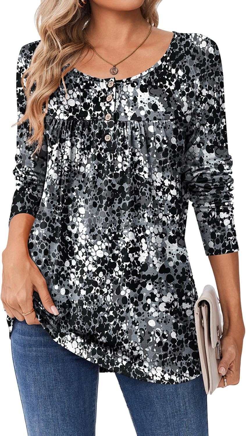 image:imageZeagoo Long Sleeve Shirts for Women Dressy Casual Blouses Loose Tunic TopsBlackcx273