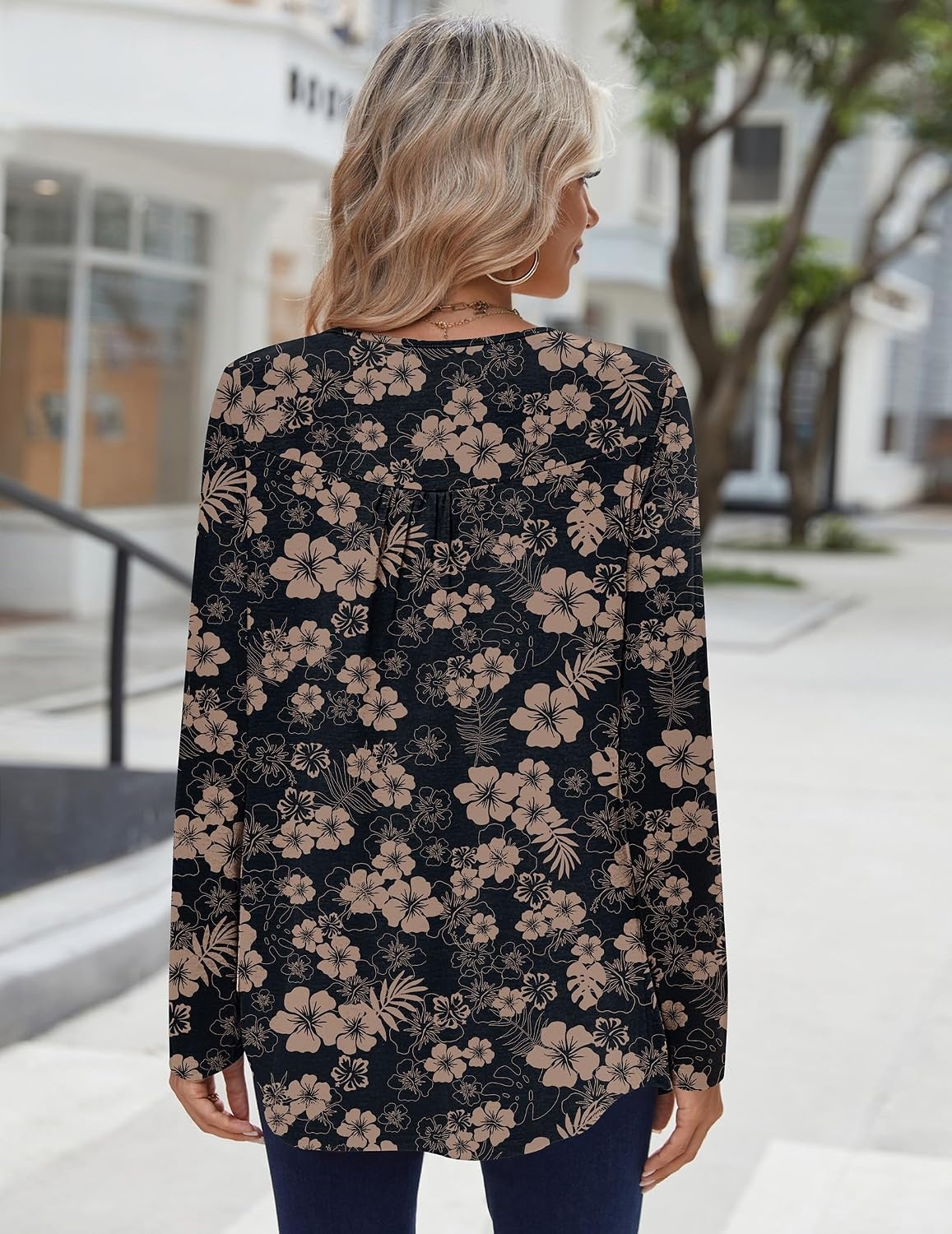 image:imageZeagoo Long Sleeve Shirts for Women Dressy Casual Blouses Loose Tunic TopsBlacksf209