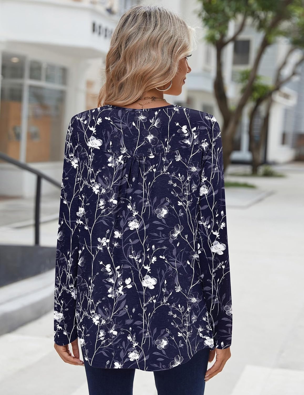 image:imageZeagoo Long Sleeve Shirts for Women Dressy Casual Blouses Loose Tunic TopsBluesf180