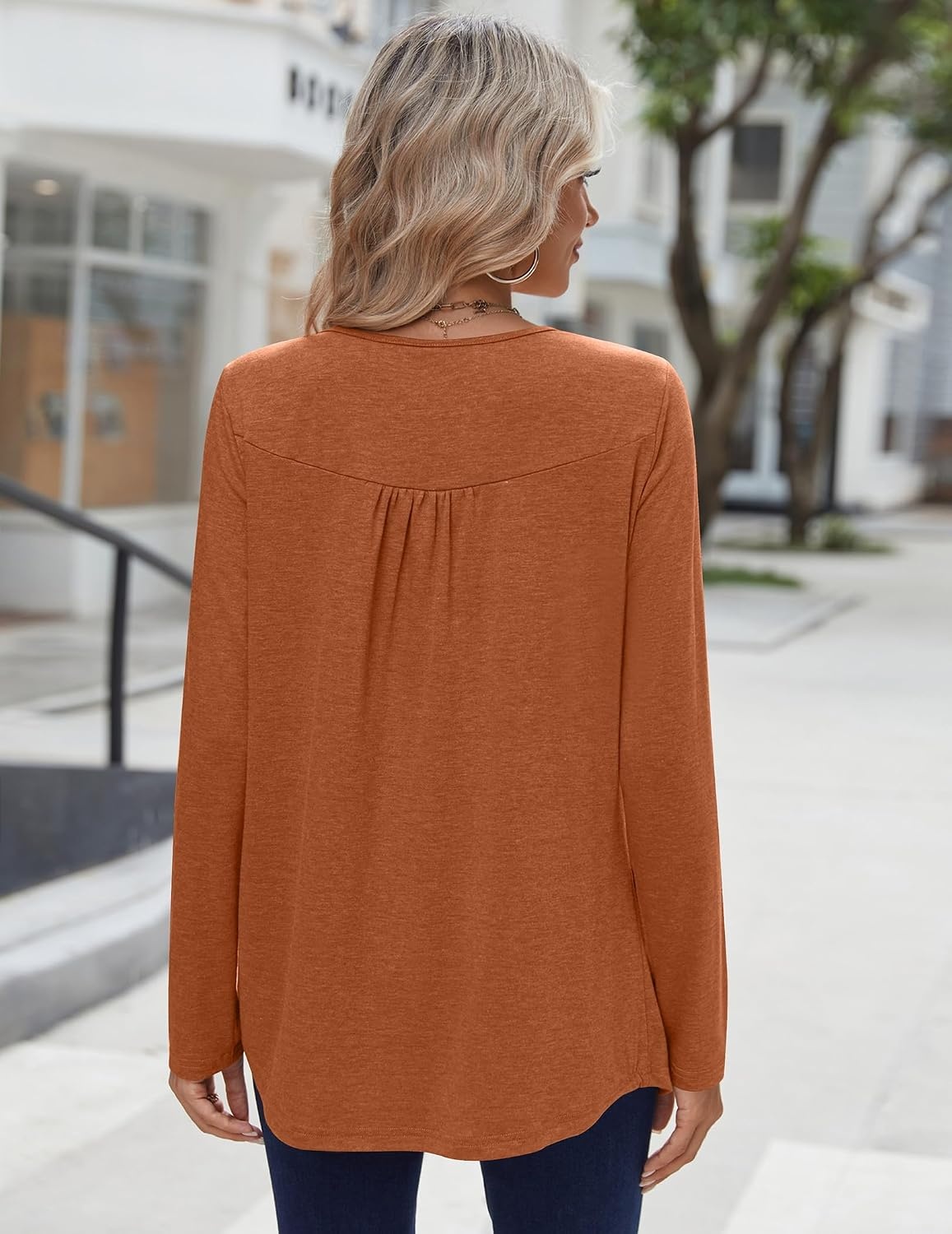 image:imageZeagoo Long Sleeve Shirts for Women Dressy Casual Blouses Loose Tunic TopsCaramel