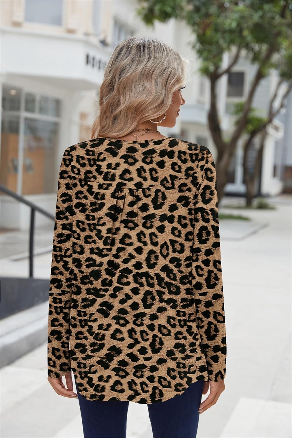image:imageZeagoo Long Sleeve Shirts for Women Dressy Casual Blouses Loose Tunic TopsLeopardan284