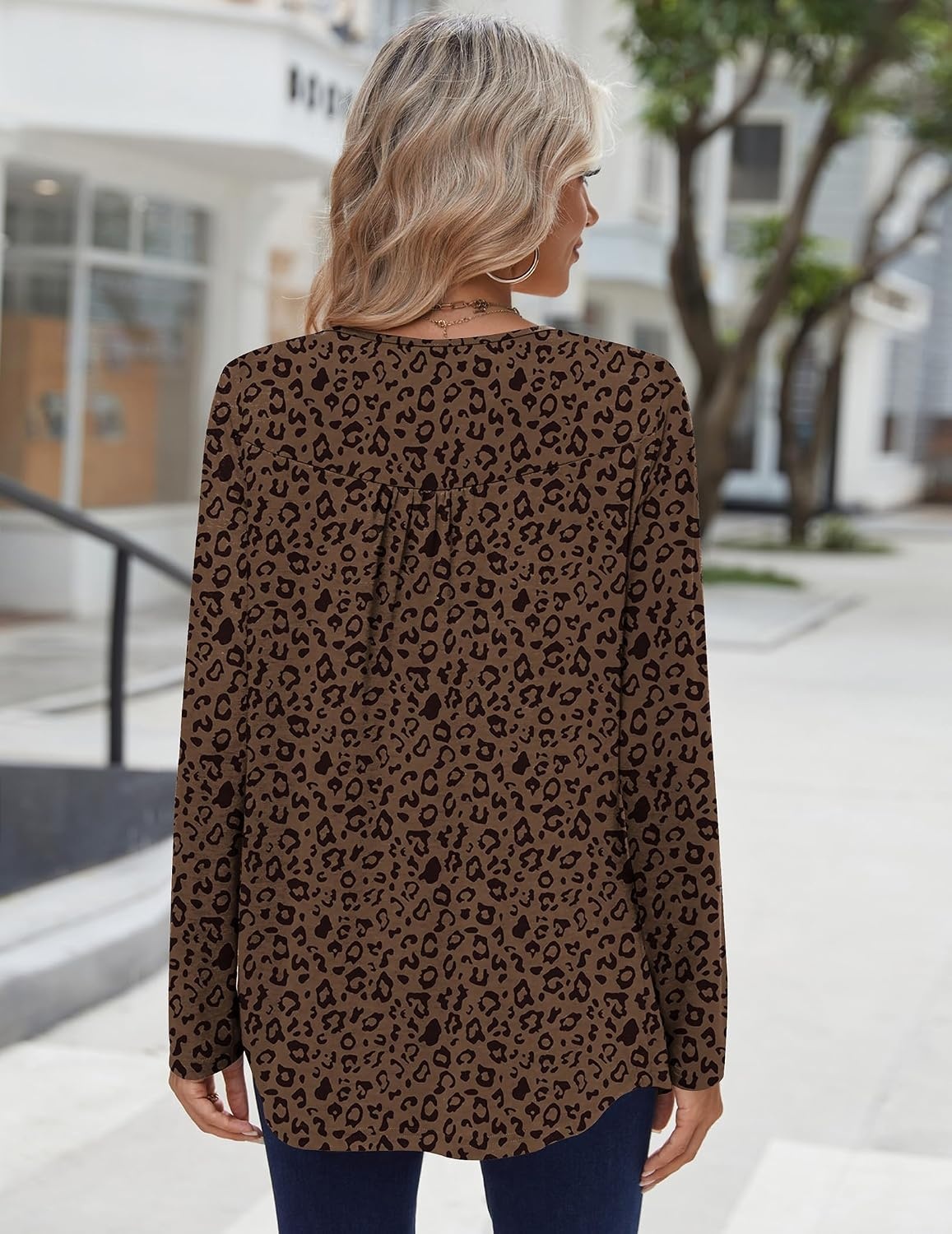 image:imageZeagoo Long Sleeve Shirts for Women Dressy Casual Blouses Loose Tunic TopsLeopardan427