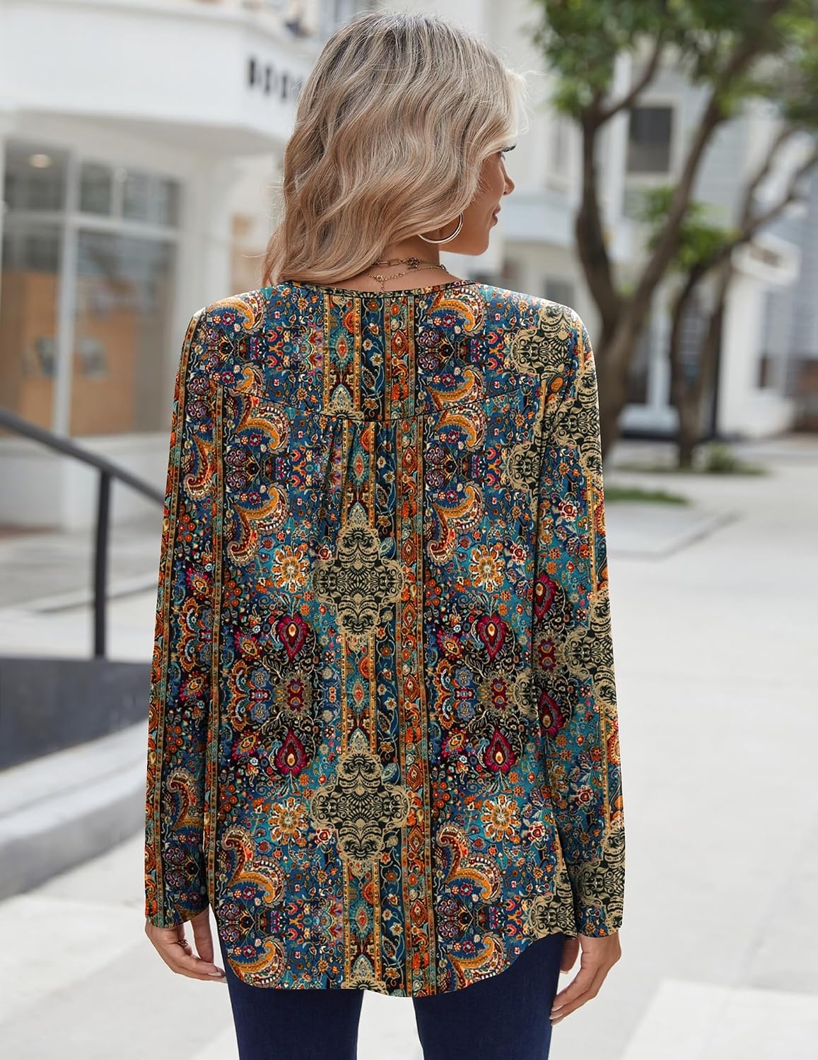 image:imageZeagoo Long Sleeve Shirts for Women Dressy Casual Blouses Loose Tunic TopsMulticolormz721