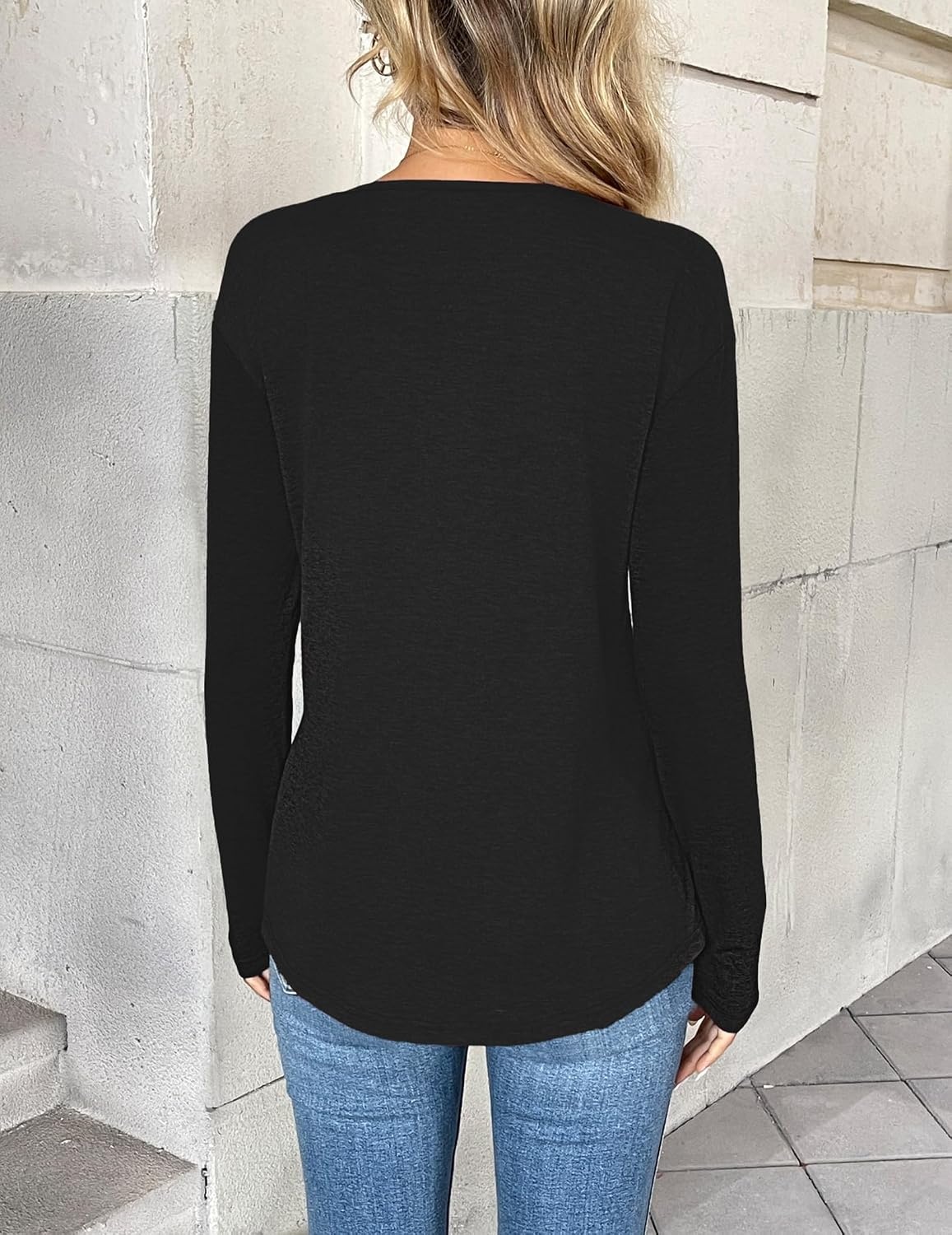 image:imageZeagoo Women Long Sleeve Tops Dressy Casual V Neck Shirt Fall Work BlouseBlack
