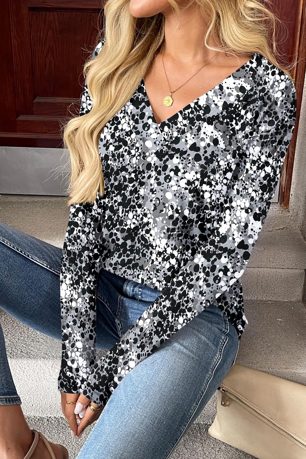 image:imageZeagoo Women Long Sleeve Tops Dressy Casual V Neck Shirt Fall Work BlouseCx273