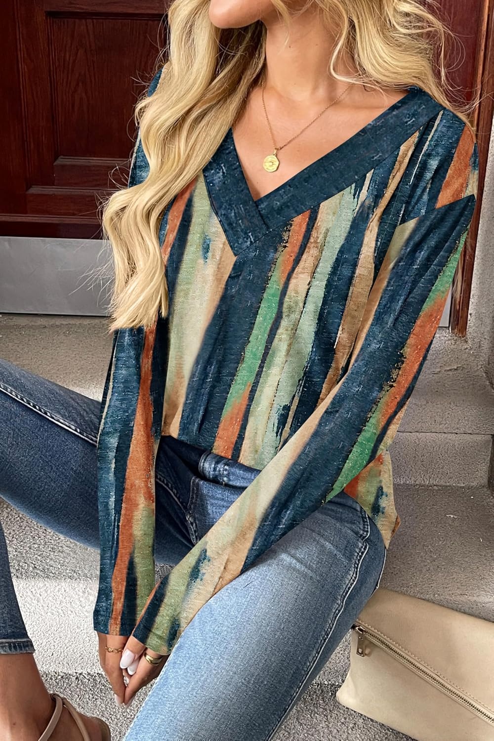 image:imageZeagoo Women Long Sleeve Tops Dressy Casual V Neck Shirt Fall Work BlouseCx289