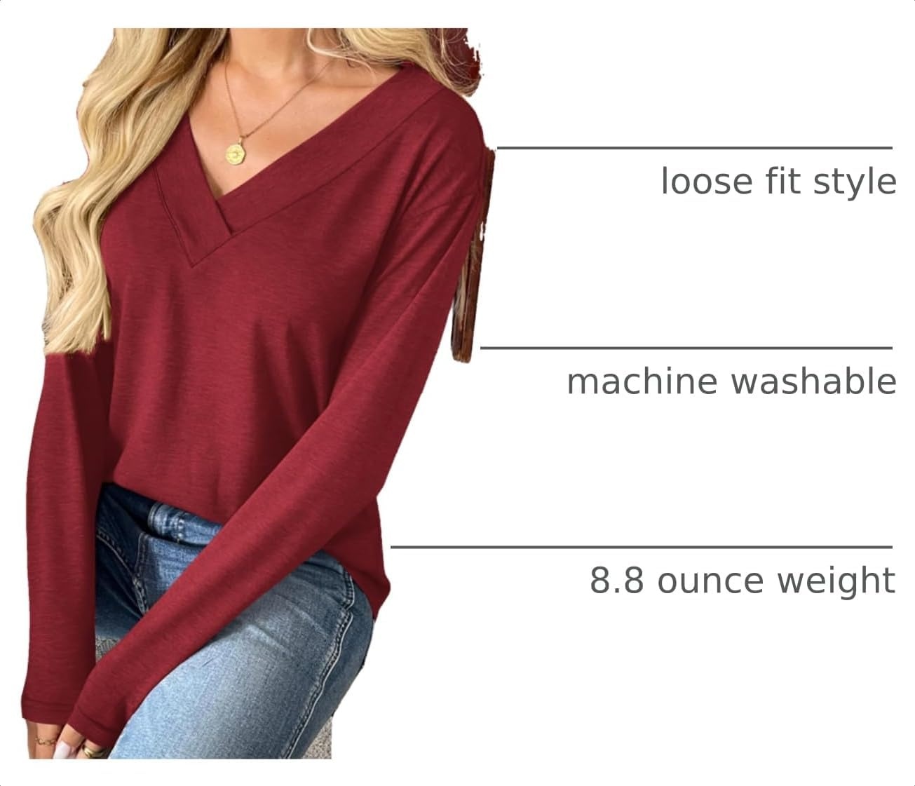image:imageZeagoo Women Long Sleeve Tops Dressy Casual V Neck Shirt Fall Work BlouseDer