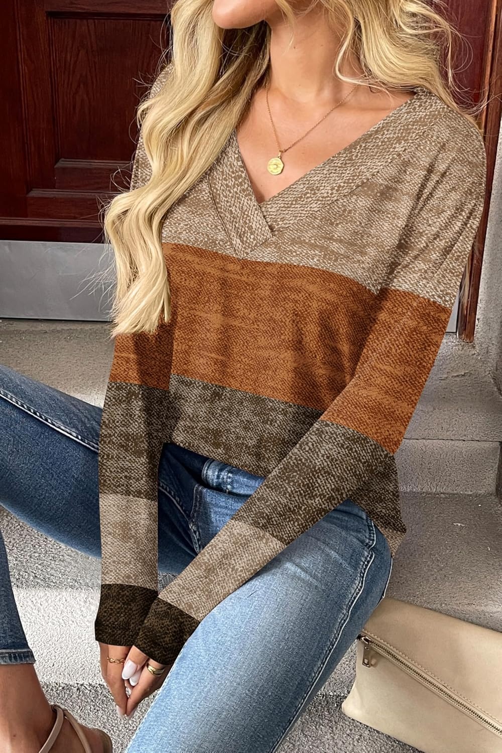 image:imageZeagoo Women Long Sleeve Tops Dressy Casual V Neck Shirt Fall Work BlouseJh398