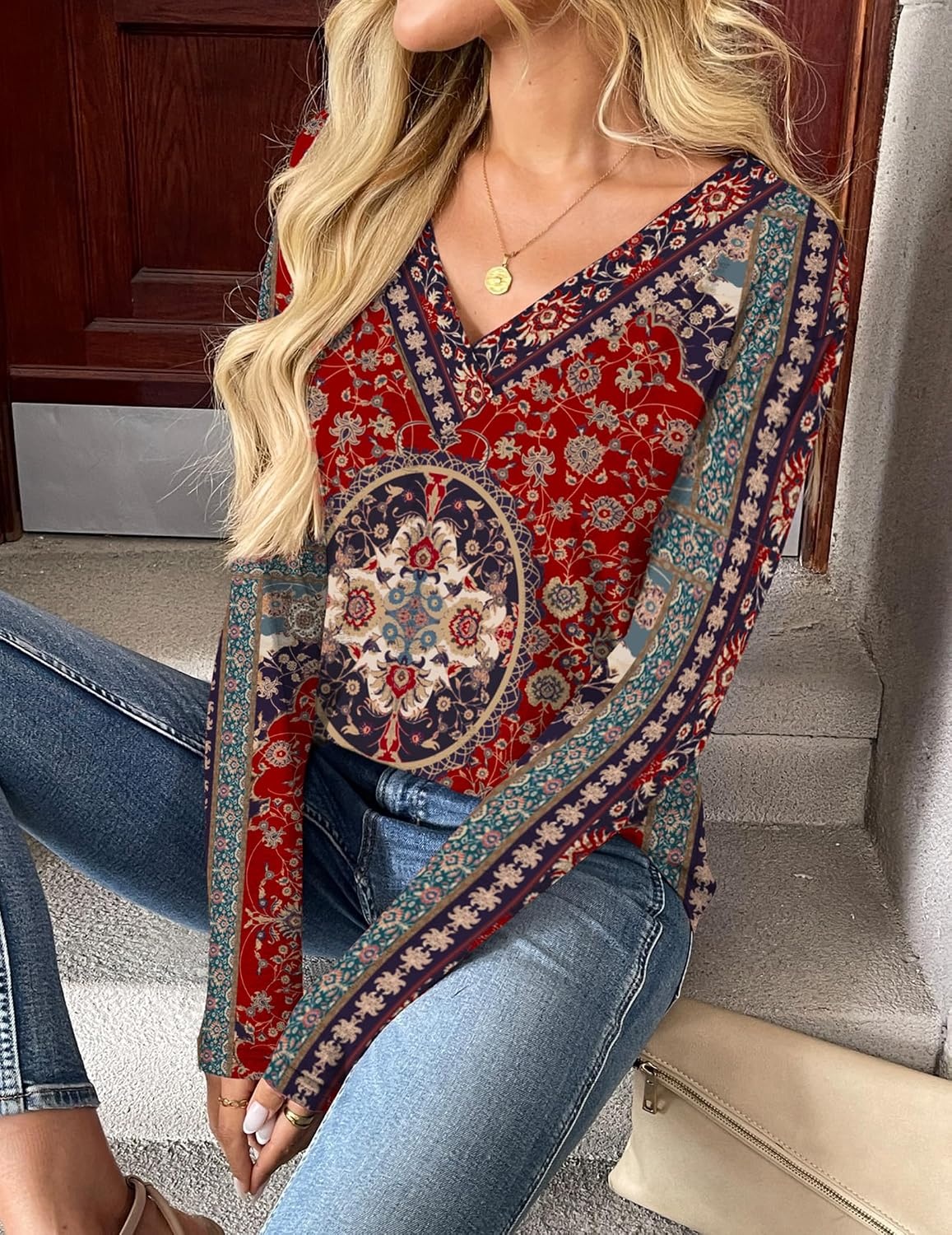 image:imageZeagoo Women Long Sleeve Tops Dressy Casual V Neck Shirt Fall Work BlouseMz870