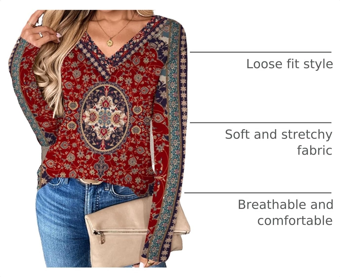 image:imageZeagoo Women Long Sleeve Tops Dressy Casual V Neck Shirt Fall Work BlouseMz870