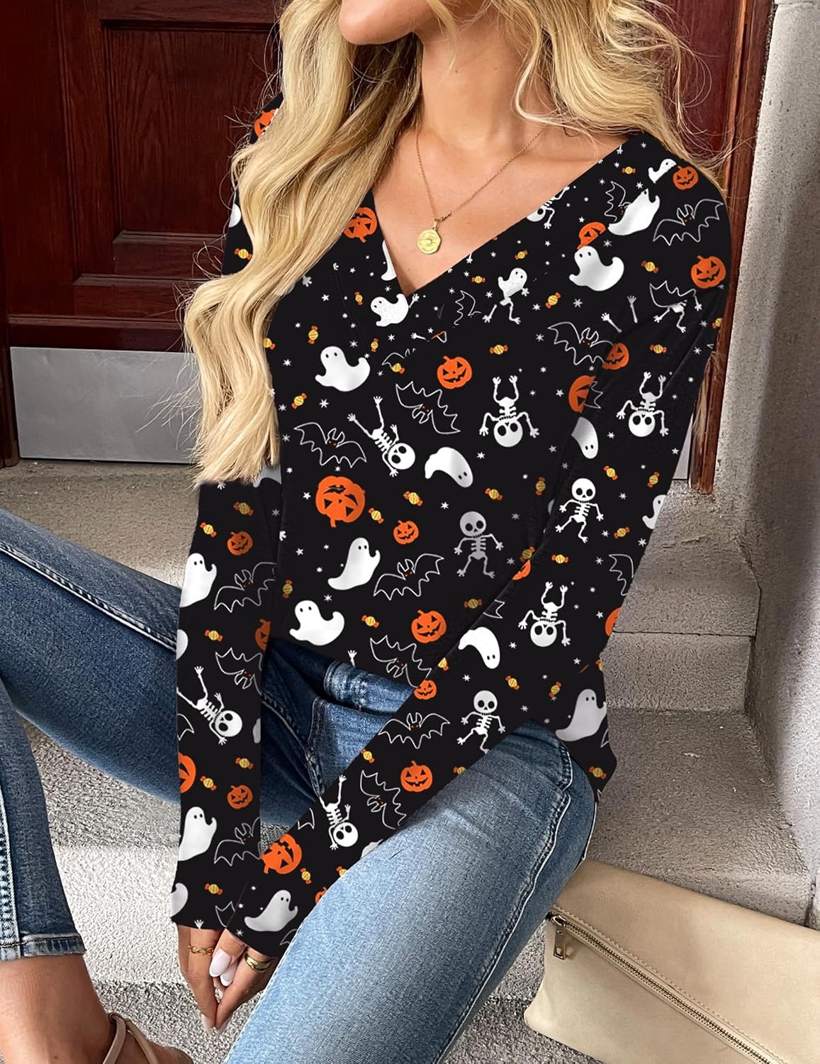 image:imageZeagoo Women Long Sleeve Tops Dressy Casual V Neck Shirt Fall Work BlouseWs36
