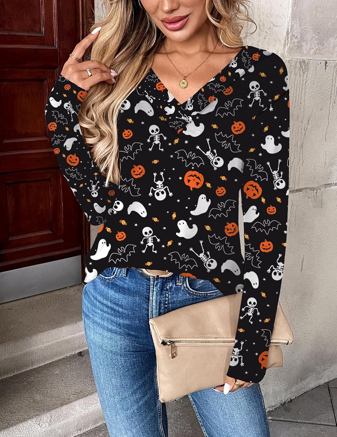 image:imageZeagoo Women Long Sleeve Tops Dressy Casual V Neck Shirt Fall Work BlouseWs36