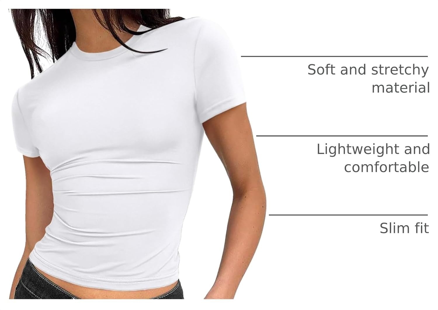 image:imageZeagoo Women Short Sleeve T Shirts Fitted Summer Tops Stretchy Basic TeeAwhite