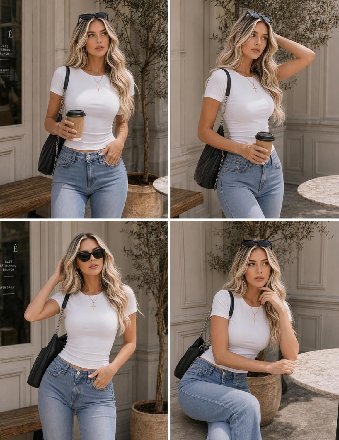 image:imageZeagoo Women Short Sleeve T Shirts Fitted Summer Tops Stretchy Basic TeeAwhite