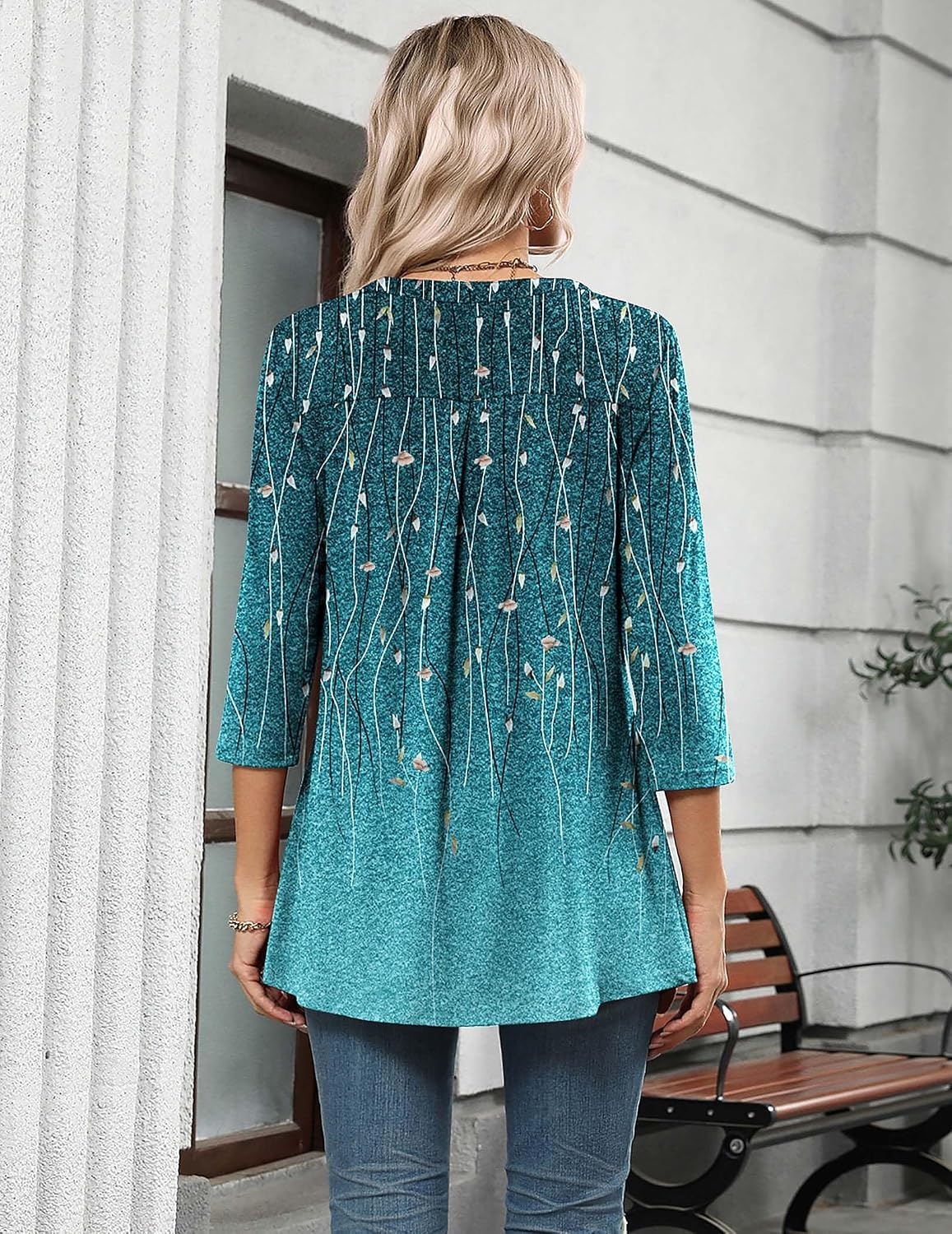 image:imageZeagoo Womens 34 Length Sleeve Tops V Neck Tunic Dressy Casual BlouseWillowfloral