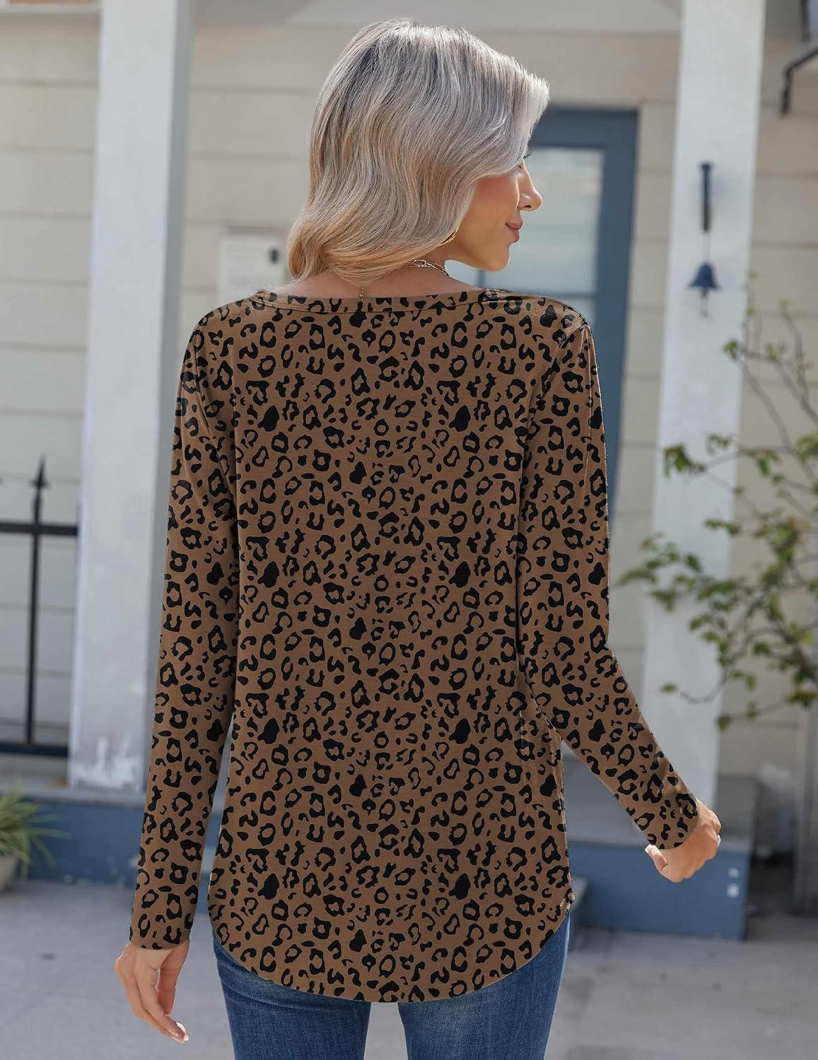 image:imageZeagoo Womens Long Sleeve Tops 2026 V Neck Pleated Shirts Dressy Casual Tunic Blouses Loose Fit Fall Fashion ClothesAn427