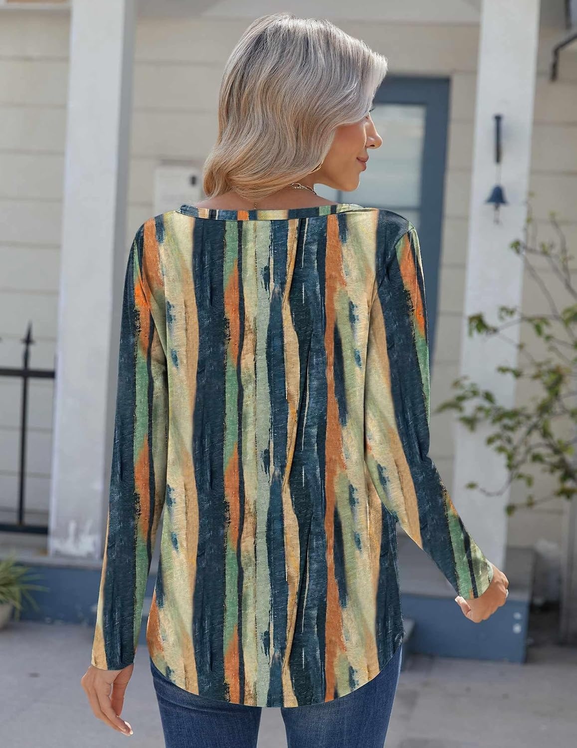 image:imageZeagoo Womens Long Sleeve Tops 2026 V Neck Pleated Shirts Dressy Casual Tunic Blouses Loose Fit Fall Fashion ClothesCx289