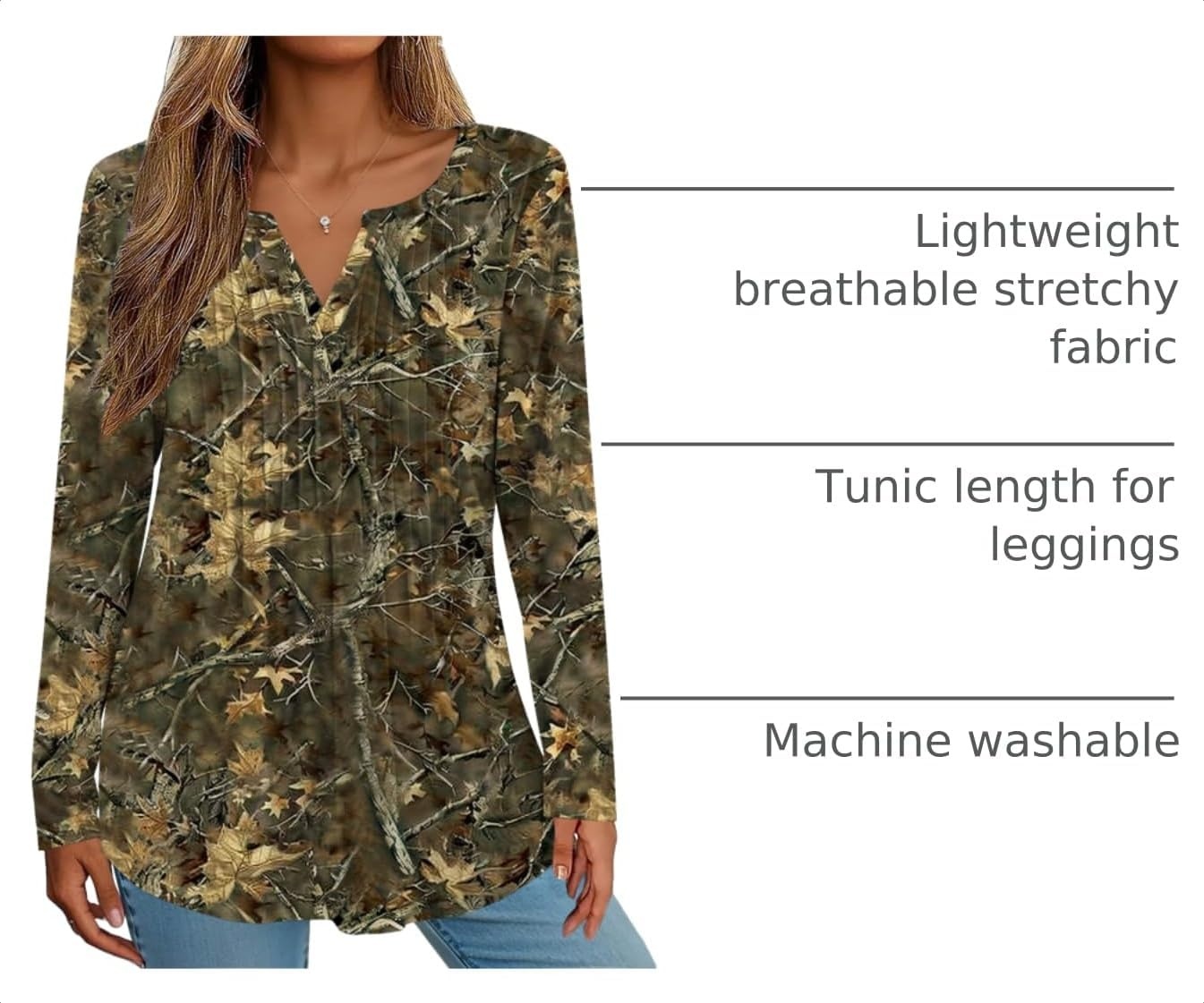 image:imageZeagoo Womens Long Sleeve Tops 2026 V Neck Pleated Shirts Dressy Casual Tunic Blouses Loose Fit Fall Fashion ClothesCx295