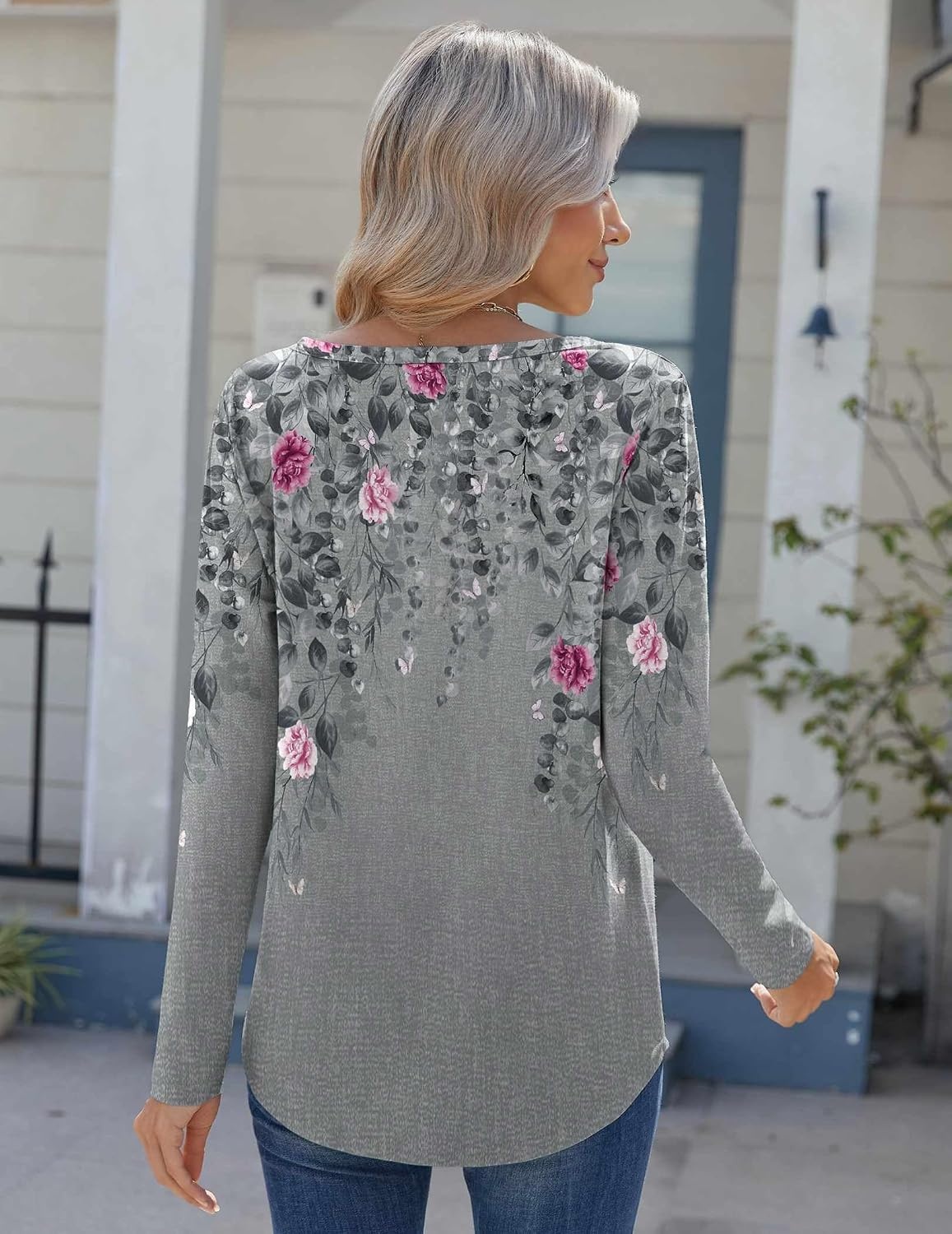 image:imageZeagoo Womens Long Sleeve Tops 2026 V Neck Pleated Shirts Dressy Casual Tunic Blouses Loose Fit Fall Fashion ClothesHf36