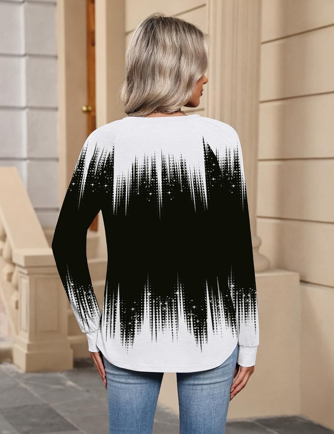 image:imageZeagoo Womens Long Sleeve Tops V Neck Pleated Shirts Dressy Casual Blouses Fall Fashion Tunic Clothes 2026 TShirtsBlackwhite